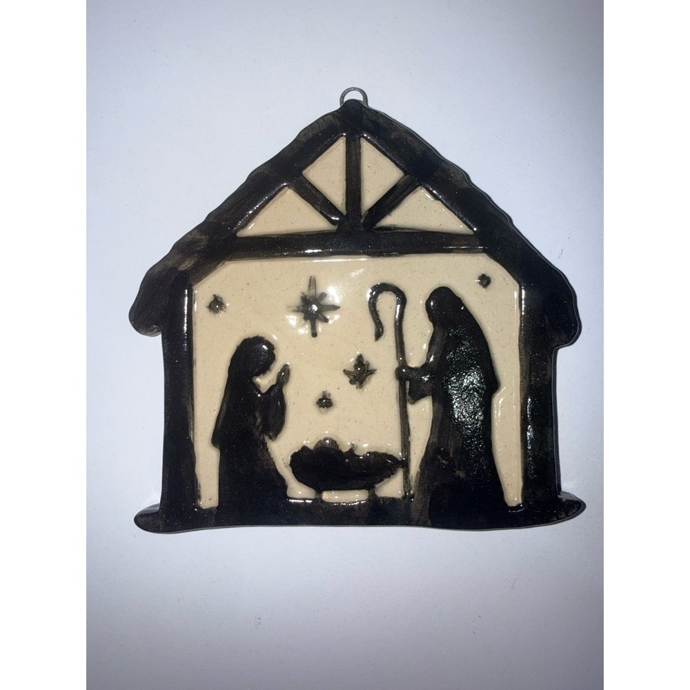 Pottery Tile Nativity Scene Wall Hanging Art by Pottery By The Sea